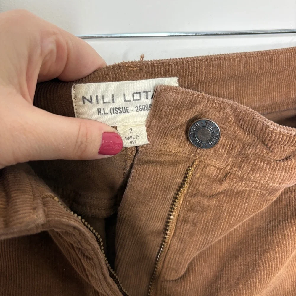 Nili Lotan Bradford Pant Corduroy Ankle Length Stretch In Chestnut Brown Size 2 - Picture 7 of 10